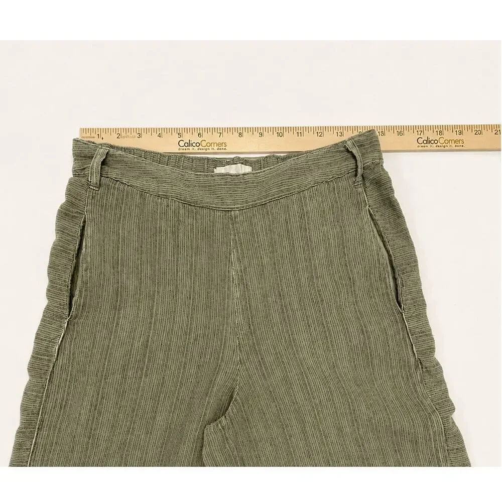 Anthropologie Olive Green Linen Blend Tie Waist Wide Leg Crop Pants Small ✨ 🫒🌿 - Picture 13 of 16